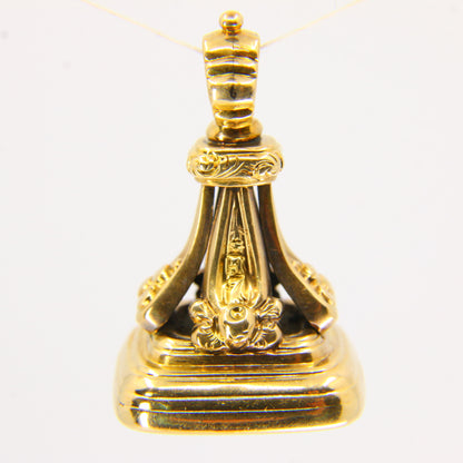 Antique 15 Carat Bloodstone Yellow Gold Drop Fob Charm Gold Pendant