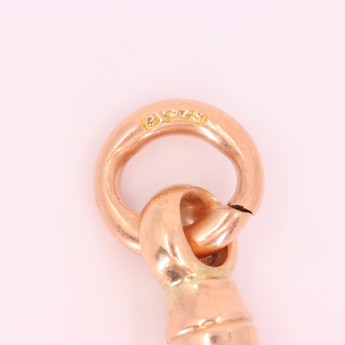 Antique 9ct Hallmarked Rose Gold Dog Clip Clasp Jewellery Finding Pendant