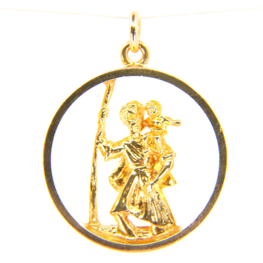 Large Saint Of Travellers Charm Vintage 9 Carat Saint Christopher Gold Pendant