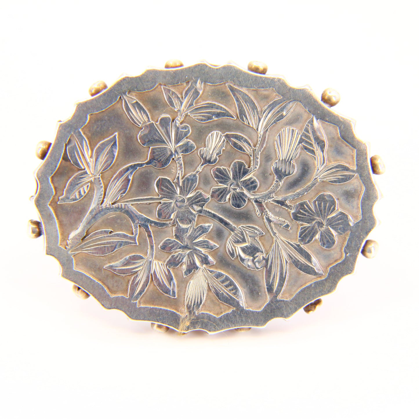 Antique Victorian 1880 Hallmarked Sterling Silver Floral Brooch Pin Collectible