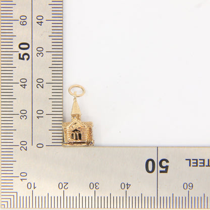 Vintage 9ct Hallmarked Gold Opening Church Pendant Enamel Wedding Charm Gift