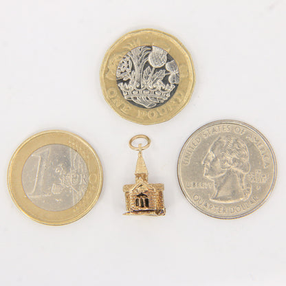 Vintage 9ct Hallmarked Gold Opening Church Pendant Enamel Wedding Charm Gift