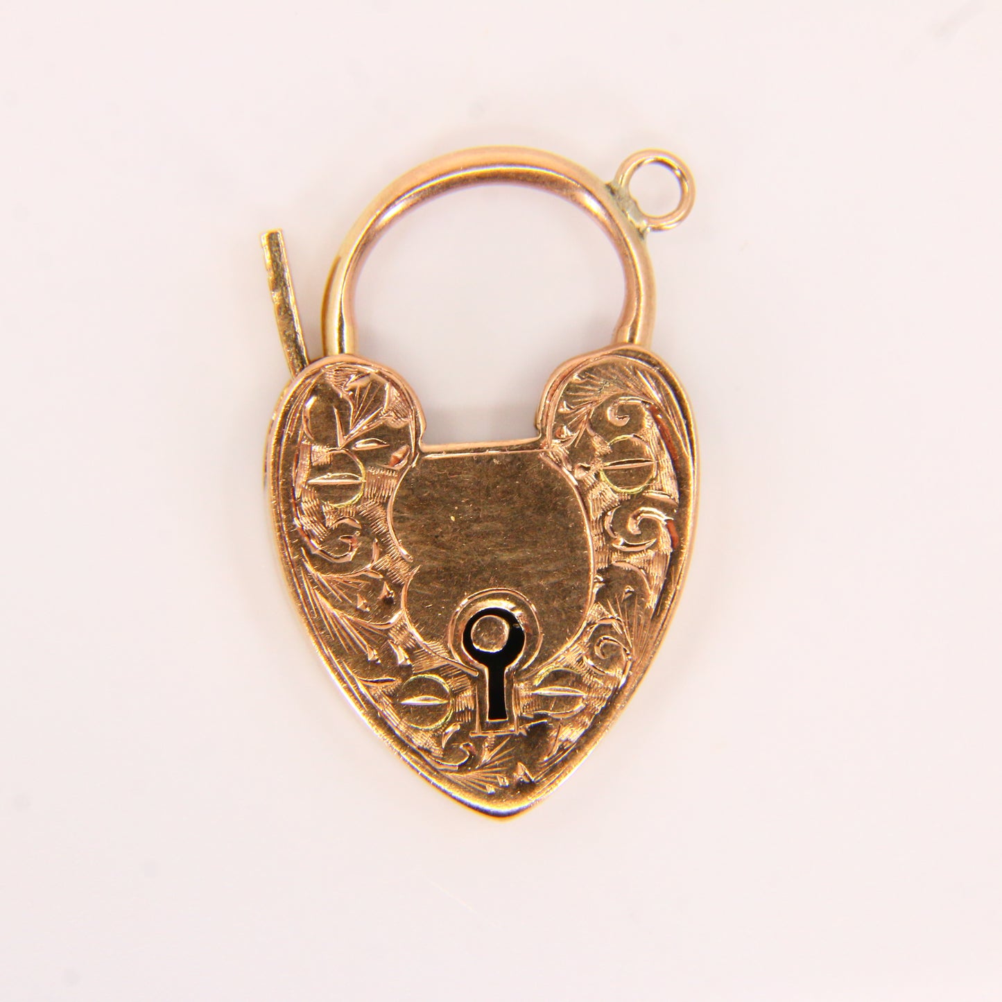 Vintage 9ct Engraved Heart Lock Gold Charm Padlock Closer Pendant