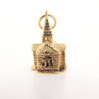 Vintage 9ct Hallmarked Gold Opening Church Pendant Enamel Wedding Charm Gift