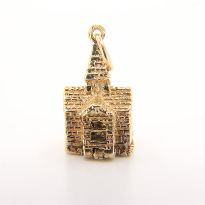 Vintage 9ct Hallmarked Gold Opening Church Pendant Enamel Wedding Charm Gift