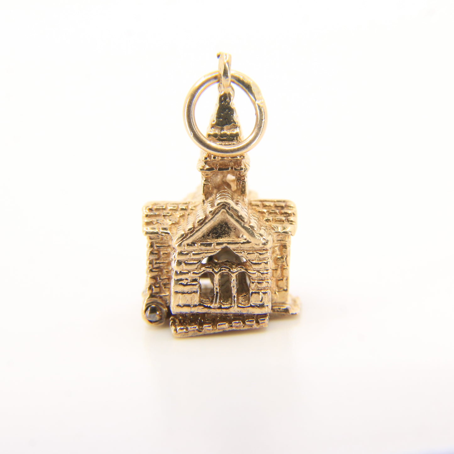 Vintage 9ct Hallmarked Gold Opening Church Pendant Enamel Wedding Charm Gift