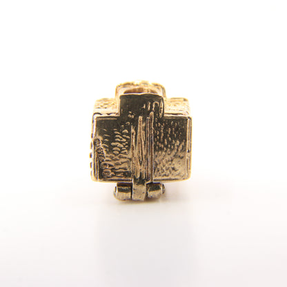 Vintage 9ct Hallmarked Gold Opening Church Pendant Enamel Wedding Charm Gift