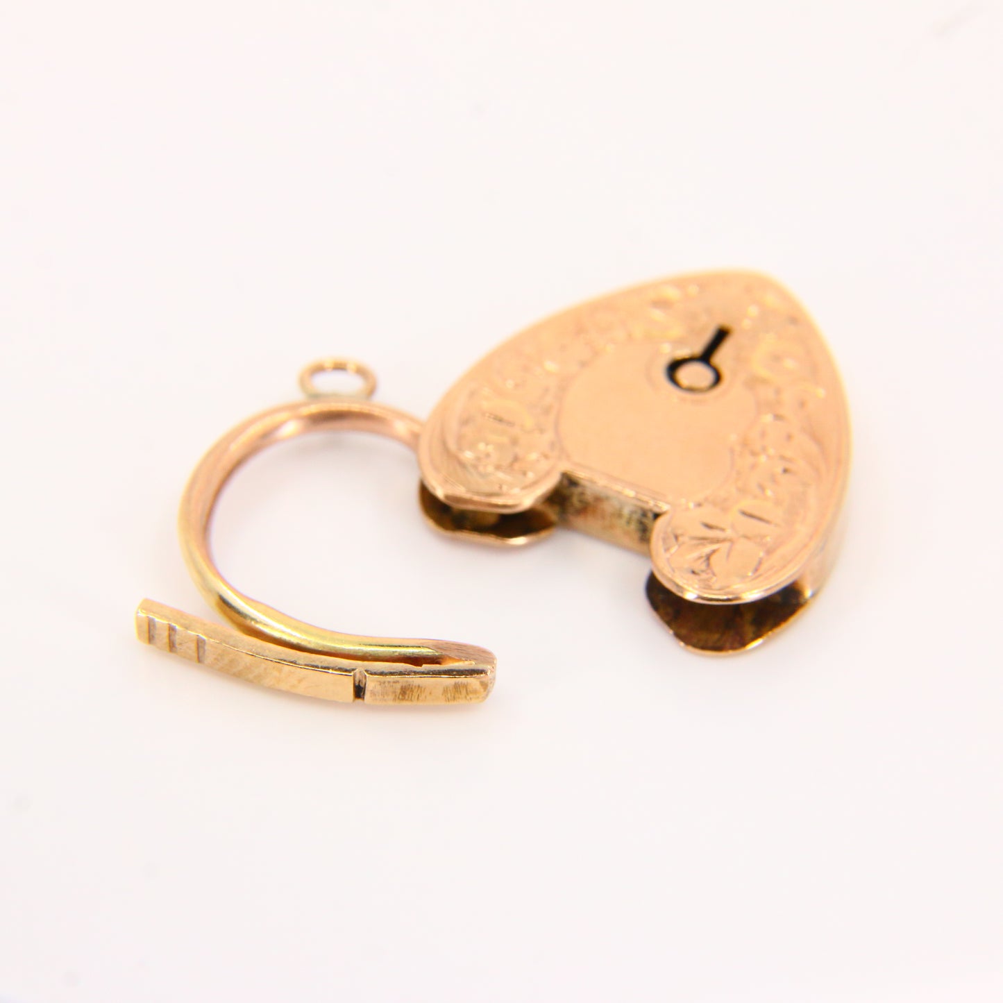 Vintage 9ct Engraved Heart Lock Gold Charm Padlock Closer Pendant