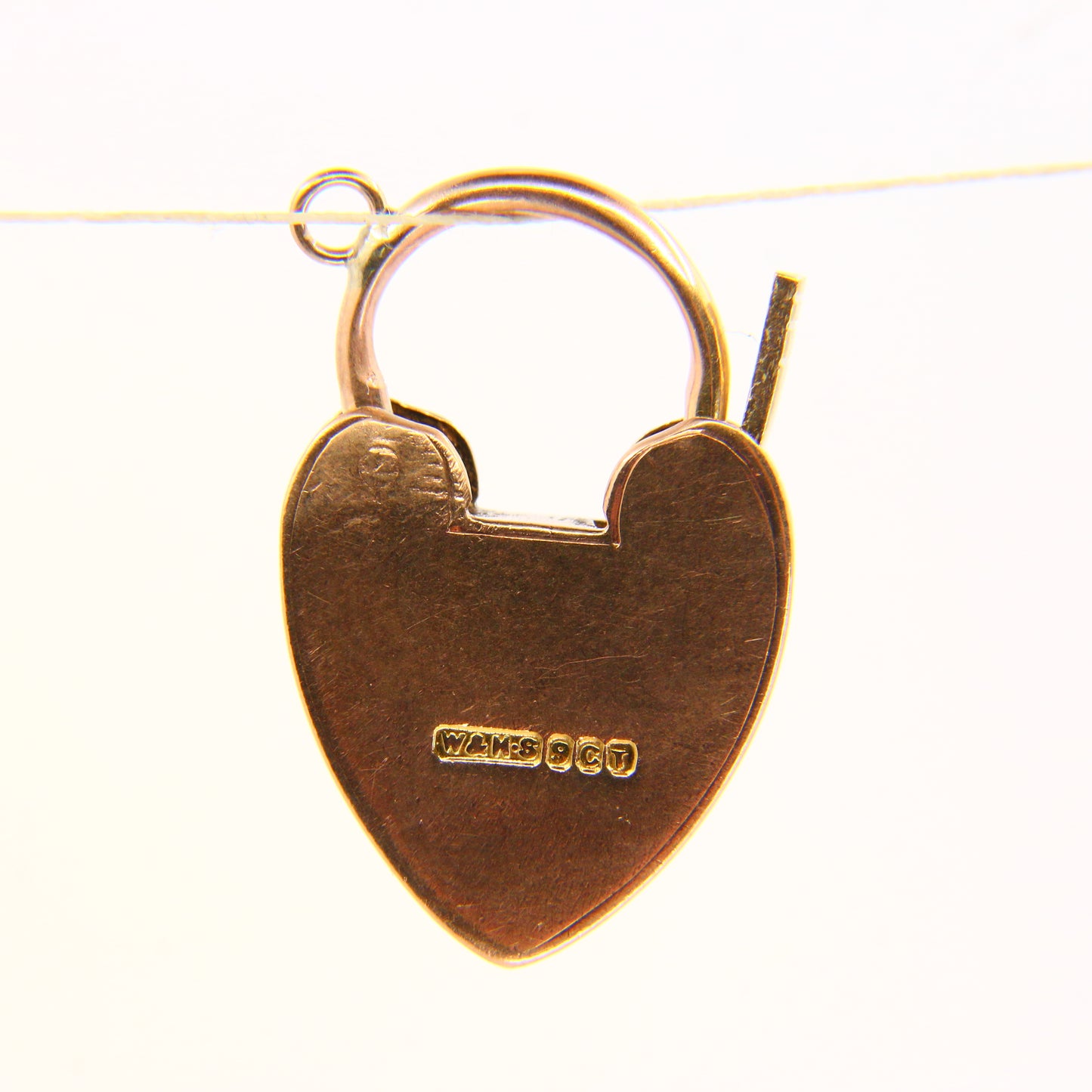 Vintage 9ct Engraved Heart Lock Gold Charm Padlock Closer Pendant