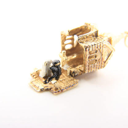 Vintage 9ct Hallmarked Gold Opening Church Pendant Enamel Wedding Charm Gift