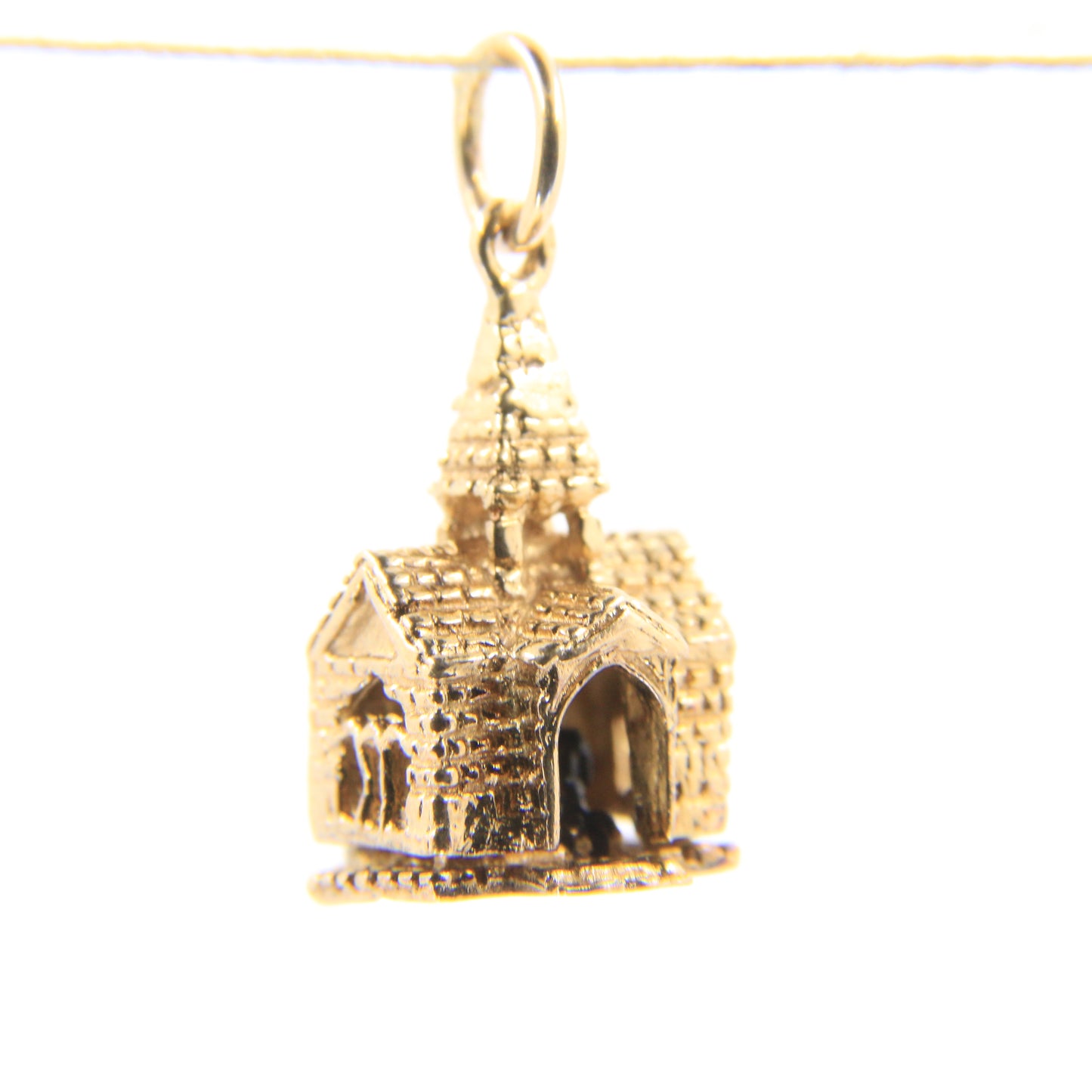 Vintage 9ct Hallmarked Gold Opening Church Pendant Enamel Wedding Charm Gift