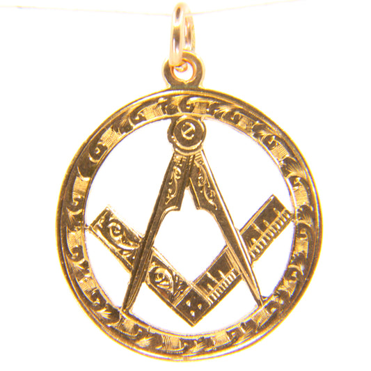 Large Antique 9ct Masonic Pendant Hallmarked Yellow Gold Mason Fob Freemason