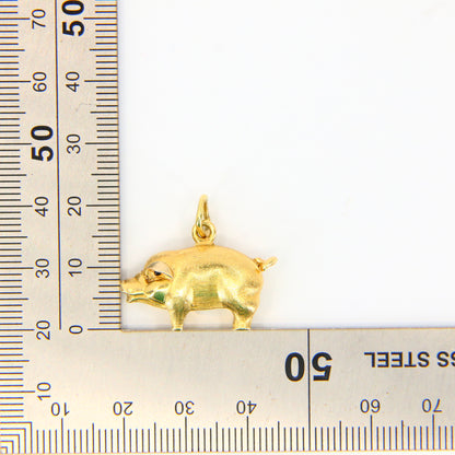 Vintage 18ct Yellow Gold Pig Charm Pendant 18 Carat Animal Gift