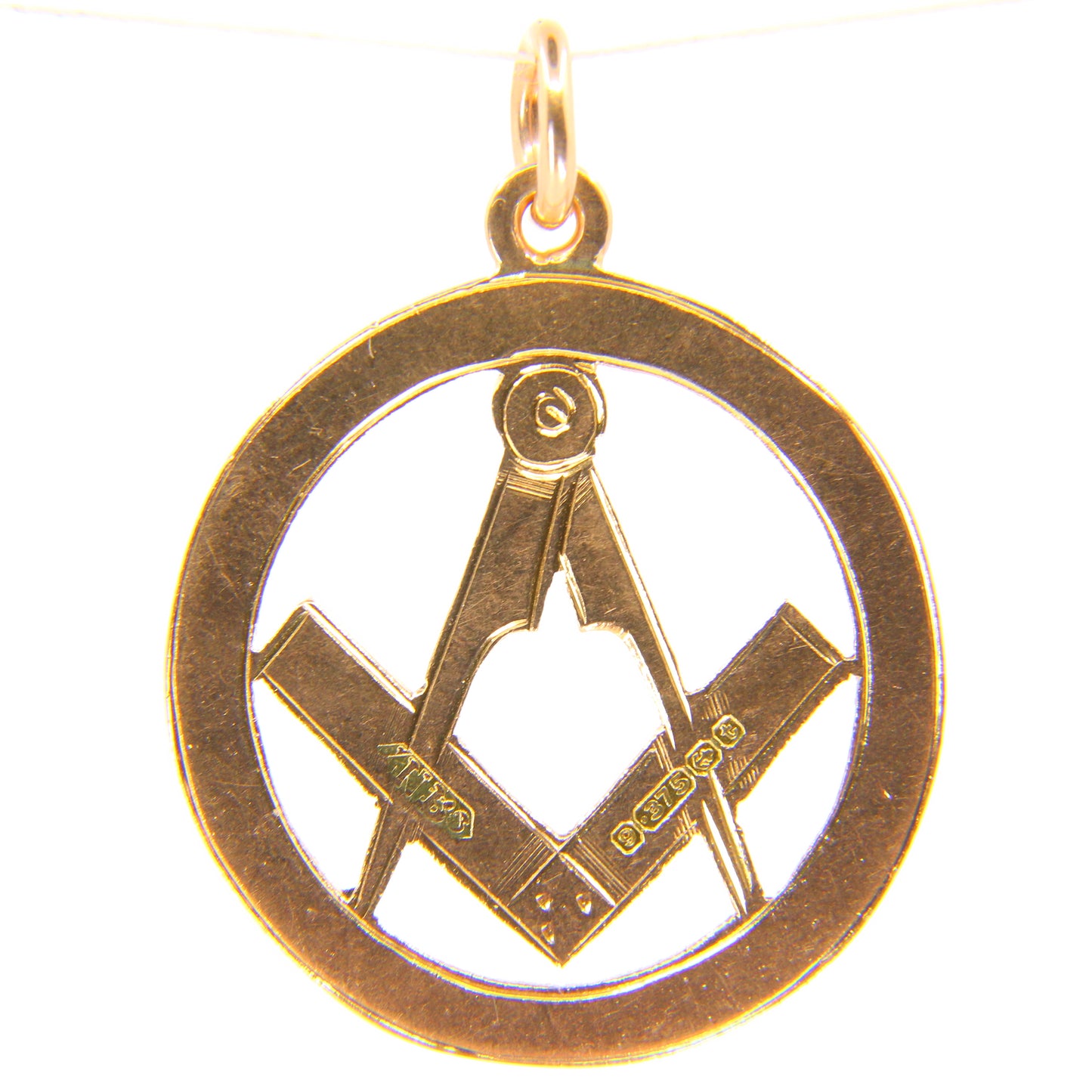 Large Antique 9ct Masonic Pendant Hallmarked Yellow Gold Mason Fob Freemason