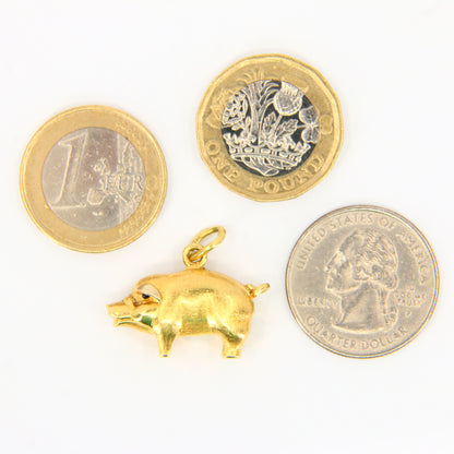 Vintage 18ct Yellow Gold Pig Charm Pendant 18 Carat Animal Gift