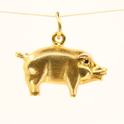 Vintage 18ct Yellow Gold Pig Charm Pendant 18 Carat Animal Gift