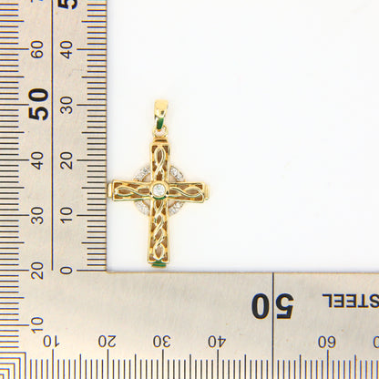 Vintage 9ct Hallmarked Gold Celtic Cross Pendant | Diamond Set Charm