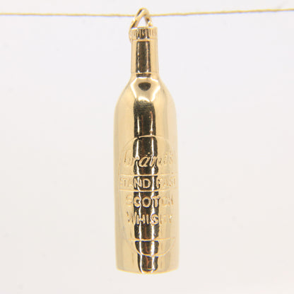 Vintage 9ct Hallmarked Gold Grants Stand Fast Scotch Whisky Bottle Charm Pendant