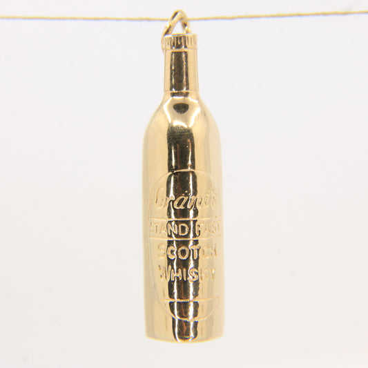 Vintage 9ct Hallmarked Gold Grants Stand Fast Scotch Whisky Bottle Charm Pendant