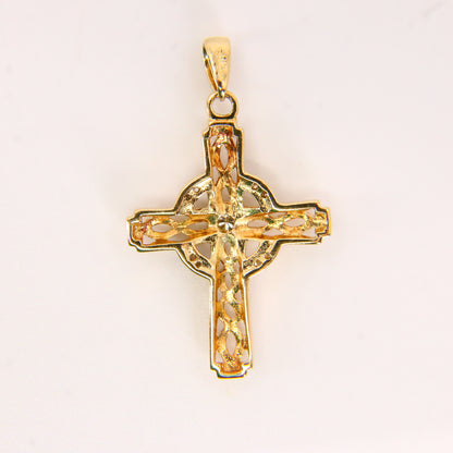 Vintage 9ct Hallmarked Gold Celtic Cross Pendant | Diamond Set Charm