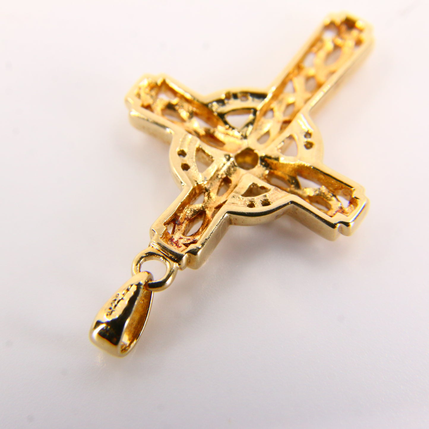 Vintage 9ct Hallmarked Gold Celtic Cross Pendant | Diamond Set Charm
