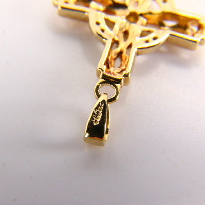 Vintage 9ct Hallmarked Gold Celtic Cross Pendant | Diamond Set Charm