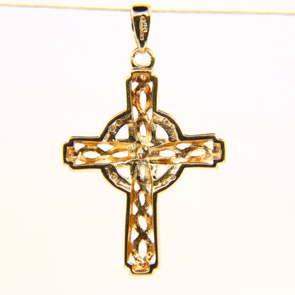 Vintage 9ct Hallmarked Gold Celtic Cross Pendant | Diamond Set Charm