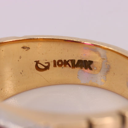 Vintage 10K/14K Gold Masonic Ring Diamond Ruby Freemason Signet Ring UK SIZE V