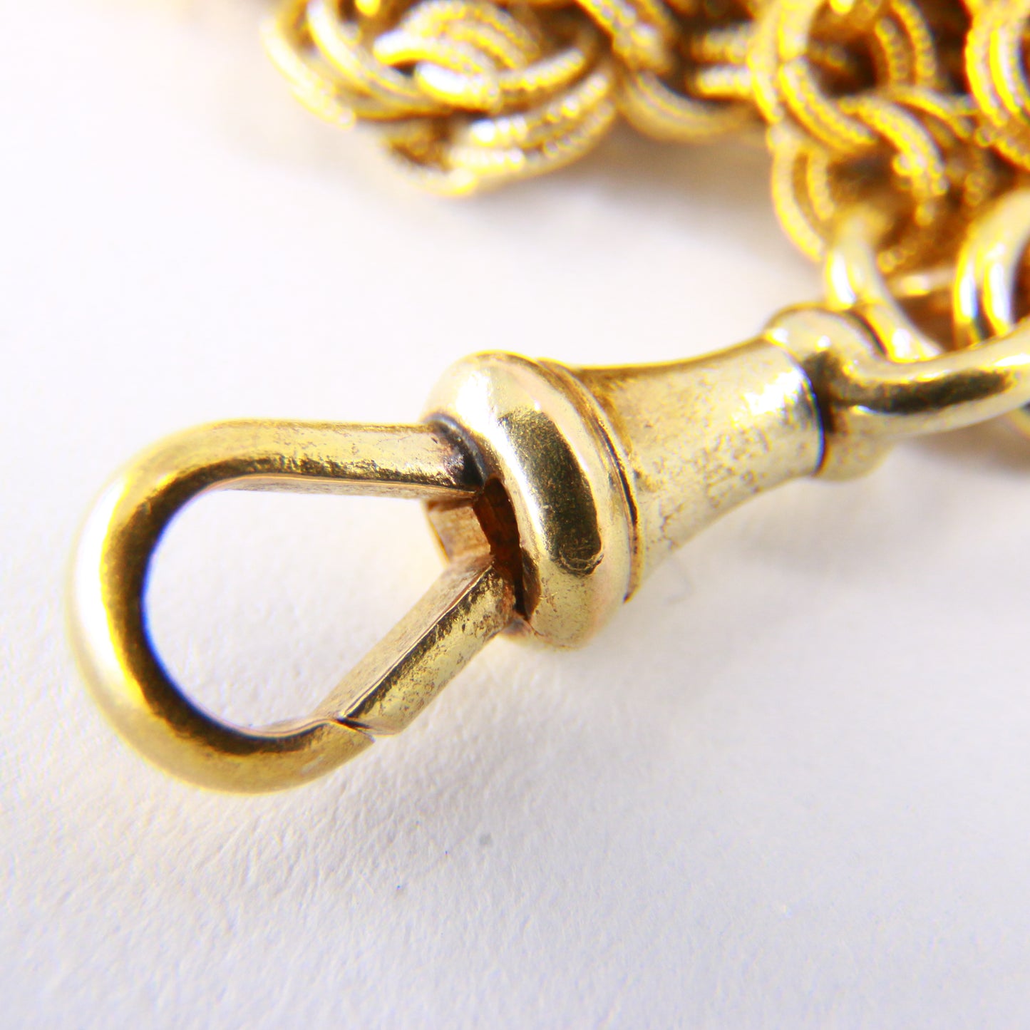 Antike Muff Guard-Kettenhalskette aus 15 Karat Gold, 64 Zoll