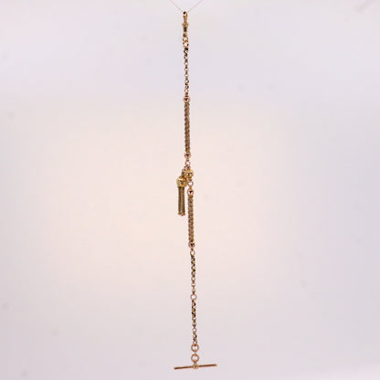 Antique 9ct Gold Albertina Chain 9" with T Bar & Tassel Victorian Bracelet