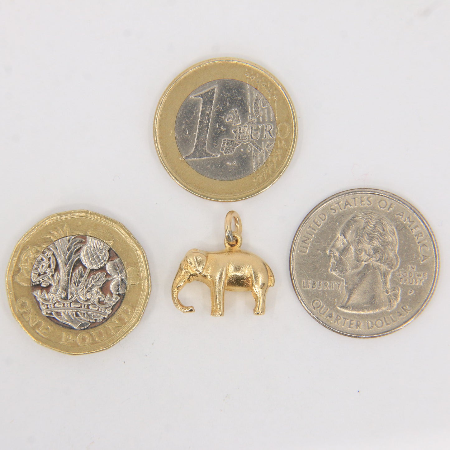 Vintage 9ct Hallmarked Gold Elephant Pendant Trunk Down Safari Charm Gift