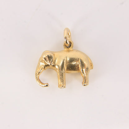 Vintage 9ct Hallmarked Gold Elephant Pendant Trunk Down Safari Charm Gift