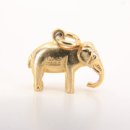 Vintage 9ct Hallmarked Gold Elephant Pendant Trunk Down Safari Charm Gift