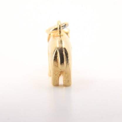 Vintage 9ct Hallmarked Gold Elephant Pendant Trunk Down Safari Charm Gift