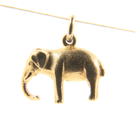 Vintage 9ct Hallmarked Gold Elephant Pendant Trunk Down Safari Charm Gift