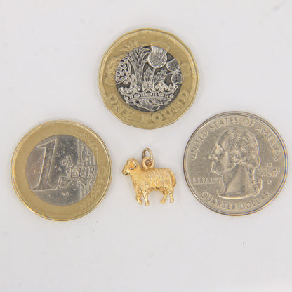 Vintage 9ct Hallmarked Yellow Gold Ram Charm Aries Zodiac Sheep Farm Animal Pendant Gift