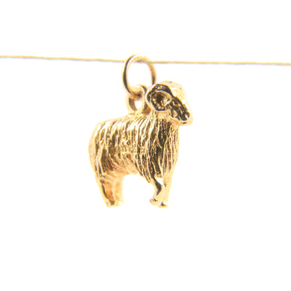 Vintage 9ct Hallmarked Yellow Gold Ram Charm Aries Zodiac Sheep Farm Animal Pendant Gift