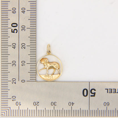 Vintage 9ct Hallmarked Gold Aries Ram Pendant Zodiac Charm Farm Animal Gift
