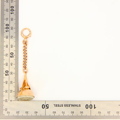 Large 9ct Masonic Drop Fob Chain Spring Clip Hallmarked Gold Mason Pendant Charm