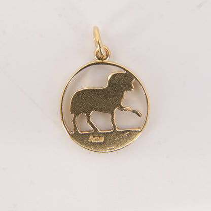 Vintage 9ct Hallmarked Gold Aries Ram Pendant Zodiac Charm Farm Animal Gift