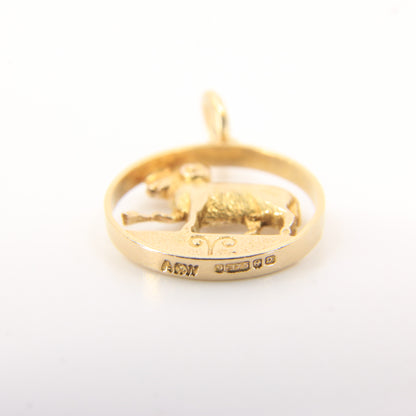 Vintage 9ct Hallmarked Gold Aries Ram Pendant Zodiac Charm Farm Animal Gift
