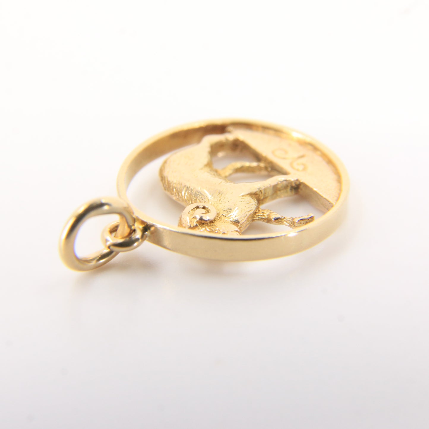 Vintage 9ct Hallmarked Gold Aries Ram Pendant Zodiac Charm Farm Animal Gift