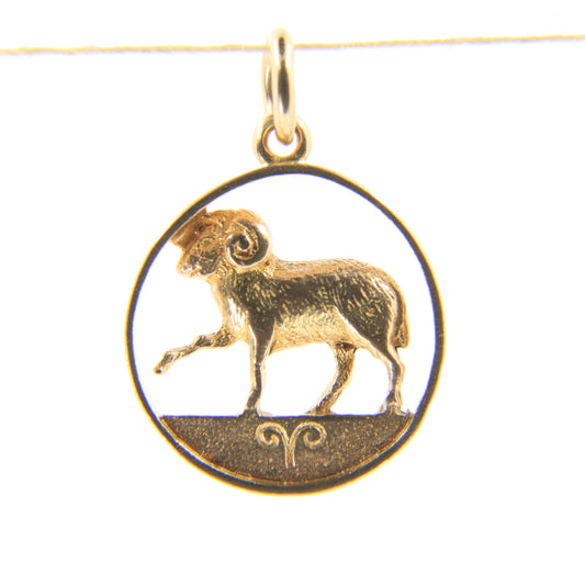 Vintage 9ct Hallmarked Gold Aries Ram Pendant Zodiac Charm Farm Animal Gift