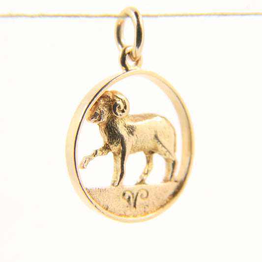 Vintage 9ct Hallmarked Gold Aries Ram Pendant Zodiac Charm Farm Animal Gift