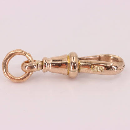Antique 9ct Rose Gold Swivel Dog Clip Clasp Jewellery Finding Pendant Charm