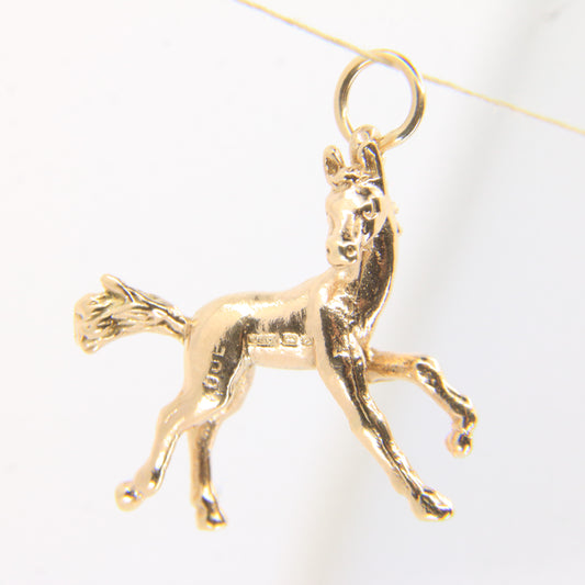Vintage 9ct Hallmarked Gold Foal Horse Charm Pendant Equestrian Equine Animal Gift