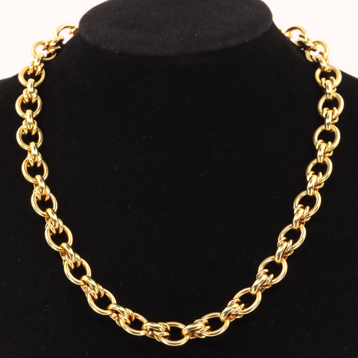 Vintage 18ct Hallmarked Yellow Gold 16 Inch Fancy Link Chain Necklace Boxed Gift