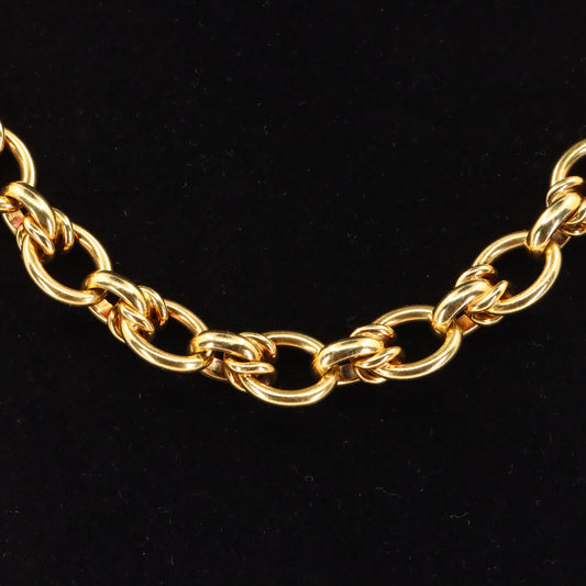 Vintage 18ct Hallmarked Yellow Gold 16 Inch Fancy Link Chain Necklace Boxed Gift