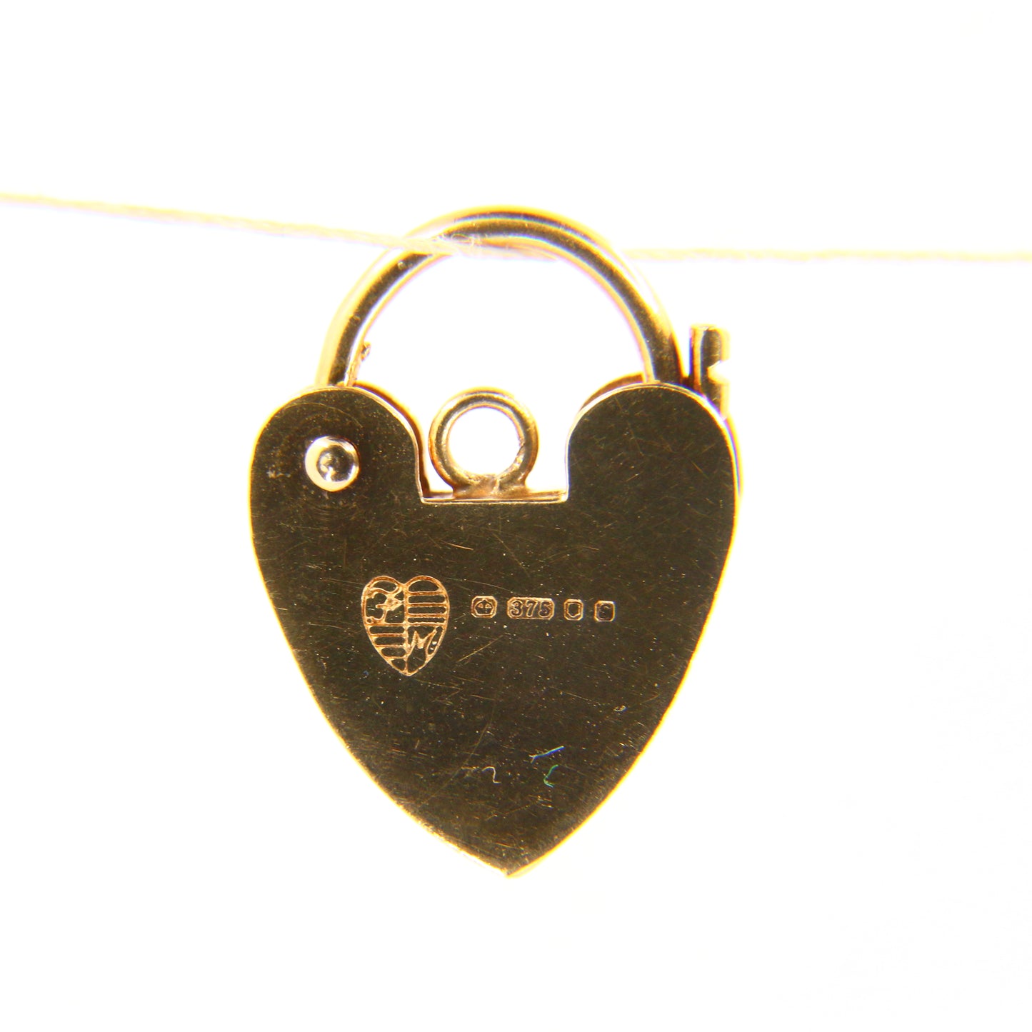 Vintage Miniature 9ct Heart Lock Gold Charm Padlock Closer Pendant Hallmarked