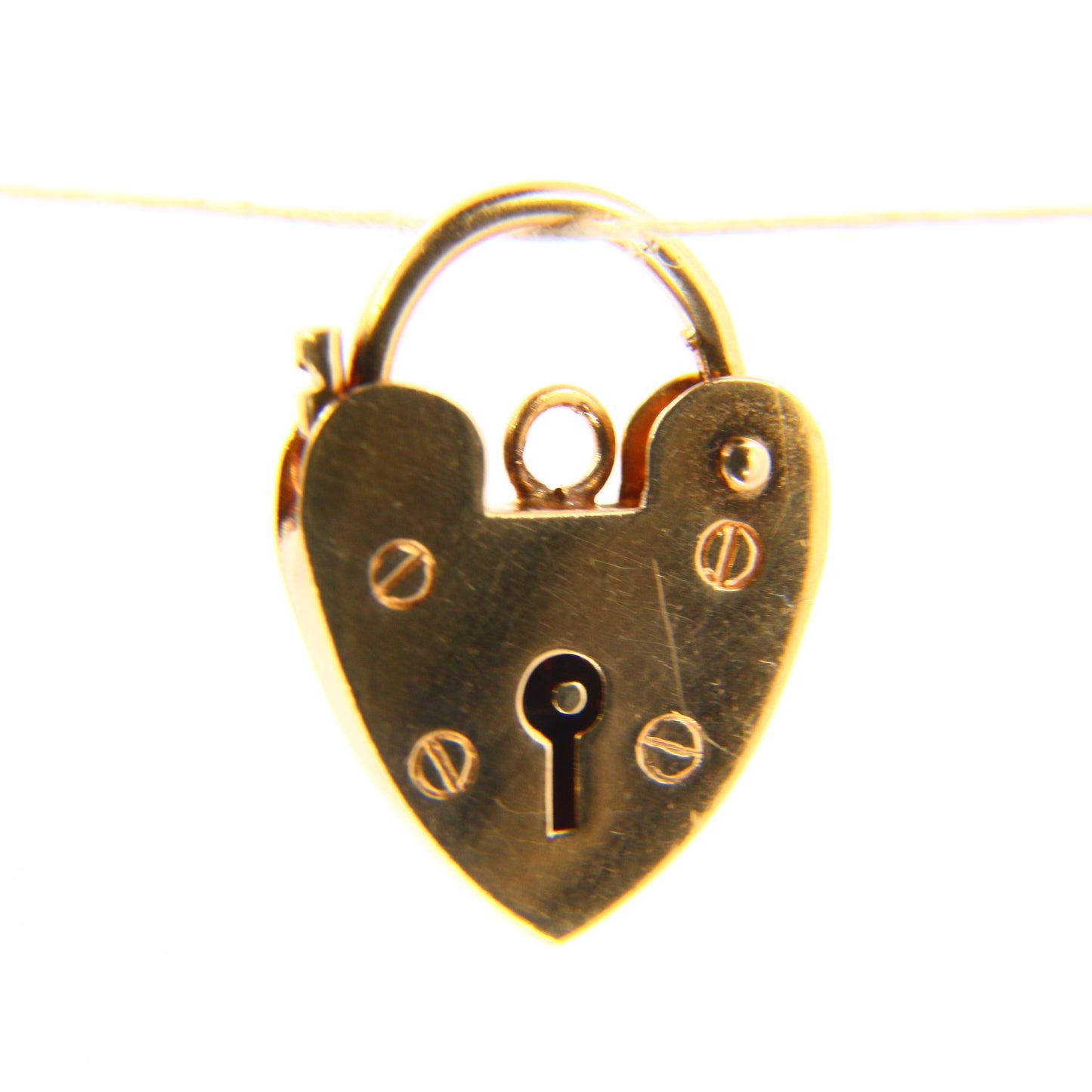 Vintage Miniature 9ct Heart Lock Gold Charm Padlock Closer Pendant Hallmarked